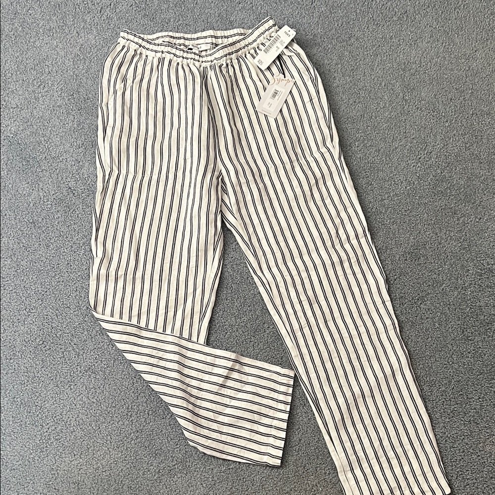 NWT - Sympli Black and White Striped linen like pants. Super cute and stylish